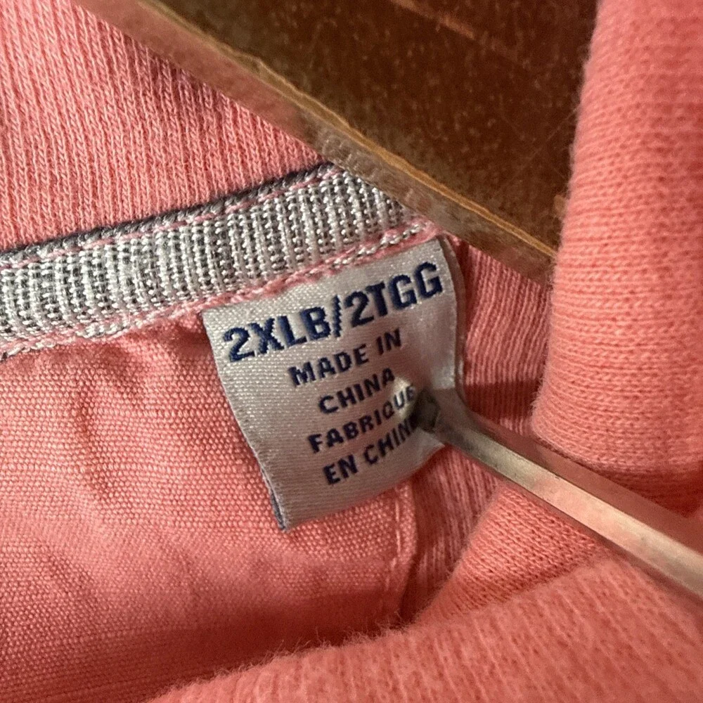 Tommy Bahama Quarter Zip Sweatshirt Men’s 2XLB Pink Pullover Pima Cotton Beach